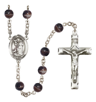 Silver-Plated 7mm Saint Rocco  Engraved Catholic Rosaries
