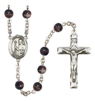 Silver-Plated 7mm Saint Regis  Engraved Catholic Rosaries