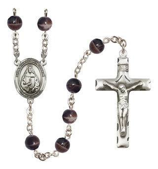 Silver Plated 7mm Brown Saint Theodora Rosary