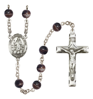 Silver-Plated 7mm Saint Bernadine of Sienna  Engraved Catholic Rosaries