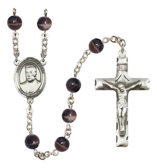Silver Plated 7mm Brown Blessed Miguel Pro Rosary