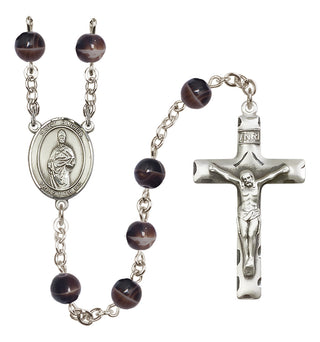 Silver-Plated 7mm Saint Eligius  Engraved Catholic Rosaries