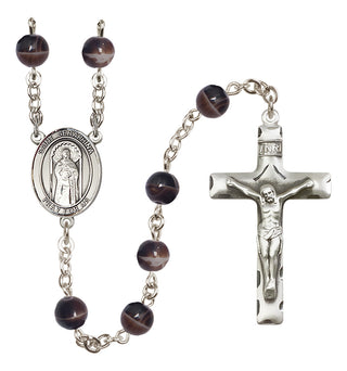 Silver Plated 7mm Brown Saint Seraphina Rosary