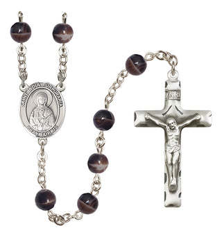 Silver-Plated 7mm Saint Lydia Purpuraria  Engraved Catholic Rosaries
