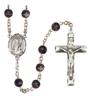 Silver-Plated 7mm Saint Lucy  Engraved Catholic Rosaries