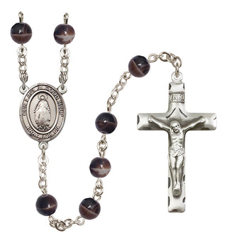 Silver-Plated 7mm Our Lady of Good Help  Engraved Catholic Rosaries