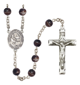 Silver-Plated 7mm Saint Claude de la Colombiere  Engraved Catholic Rosaries