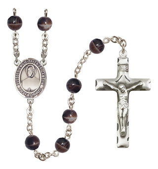 Silver Plated 7mm Brown Blessed Emilie Tavernier Gamelin Rosary