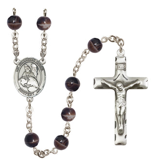 Silver-Plated 7mm Guardian Angel Protector  Engraved Catholic Rosaries