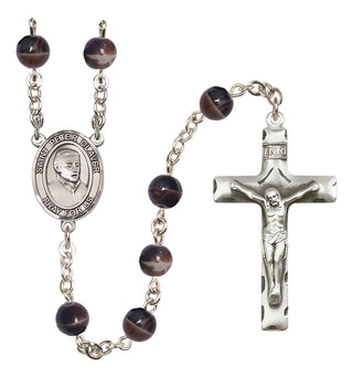 Silver Plated 7mm Brown Saint Peter Claver Rosary