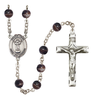 Silver Plated 7mm Brown Rosary
