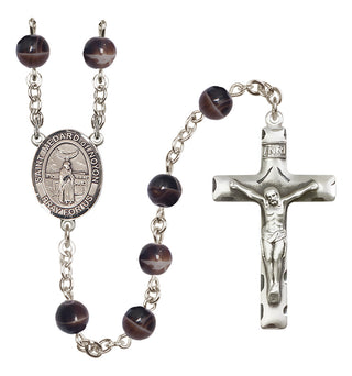Silver Plated 7mm Brown Saint Medard of Noyon Rosary