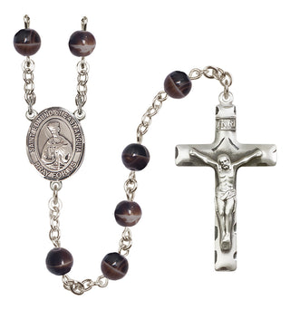 Silver Plated 7mm Brown Saint Edmund of East Anglia Rosary