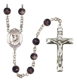 Silver-Plated 7mm Pope Pius V  Engraved Catholic Rosaries