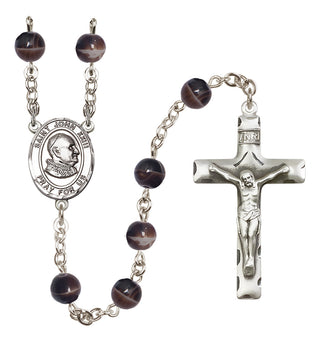 Silver Plated 7mm Brown Saint John Xxiii Rosary