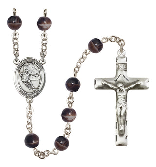 Silver-Plated 7mm Saint Christopher/Hockey Rosary