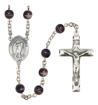 Silver-Plated 7mm Saint Christopher/Lacrosse Rosary