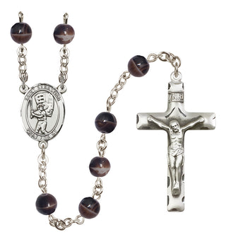 Silver-Plated 7mm Saint Sebastian / Baseball Rosary