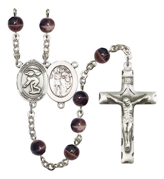 Saint Sebastian and Swimming Rosary with Brown Beads