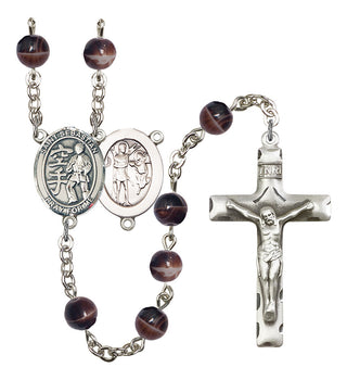 Saint Sebastian and Karate Rosary with Brown Beads