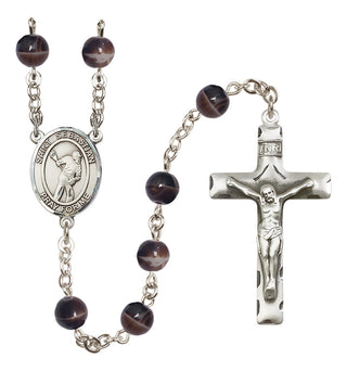 Silver-Plated 7mm Saint Sebastian/Lacrosse Rosary
