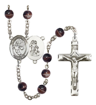 Guardian Angel and Basketball Rosary with Brown Beads