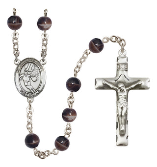 Silver-Plated 7mm Guardian Angel/Basketball Rosary