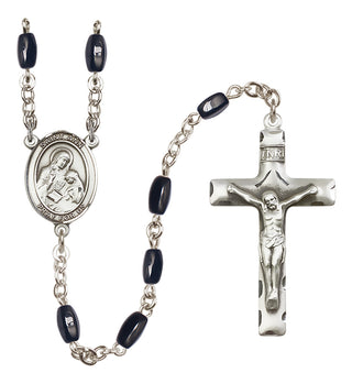 Silver-Plated 8x5mm Saint Ann  Engraved Catholic Rosaries