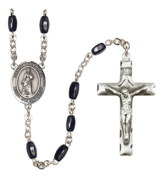 Silver-Plated 8x5mm Santa Barbara  Engraved Catholic Rosaries