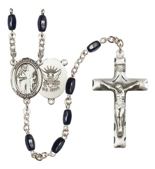 Silver-Plated 8x5mm Saint Brendan the Navigator/Navy Rosary
