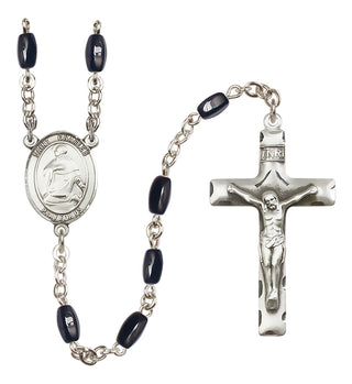 Silver-Plated 8x5mm Saint Charles Borromeo  Engraved Catholic Rosaries