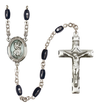 Silver-Plated 8x5mm Saint Christopher  Engraved Catholic Rosaries