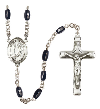 Silver Plated 8x5mm Black Saint Dominic de Guzman Rosary