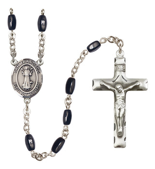 Silver Plated 8x5mm Black San Francis Rosary