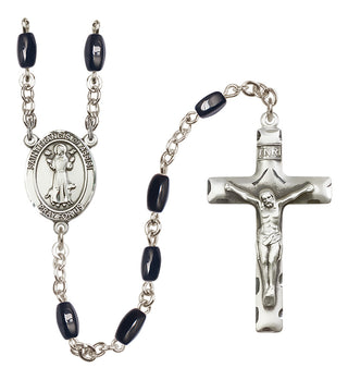 Silver Plated 8x5mm Black Saint Francis of Assisi Rosary