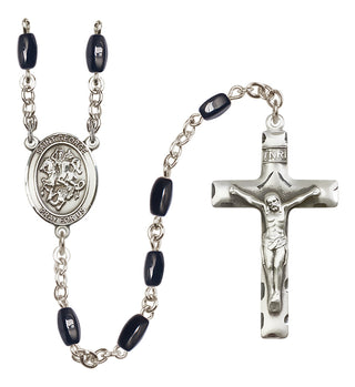 Silver-Plated 8x5mm Saint George  Engraved Catholic Rosaries