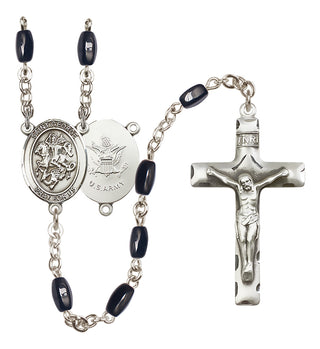 Silver-Plated 8x5mm Saint George / Army Rosary