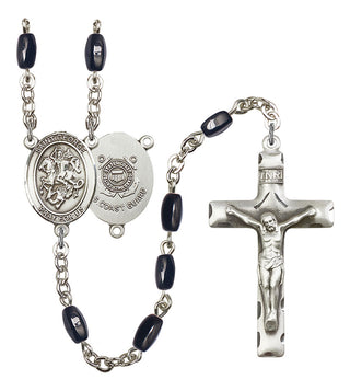 Saint George and Coast Guard Rosary with Black Onyx Beads