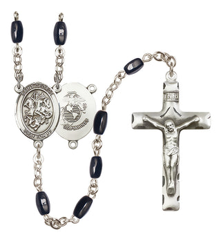 Silver-Plated 8x5mm Saint George / Marines Rosary