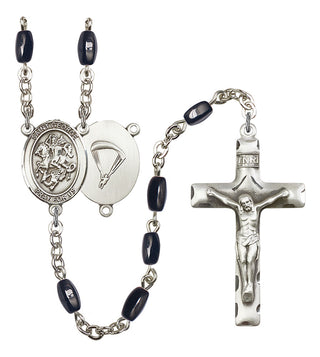 Saint George and Paratrooper Rosary with Black Onyx Beads