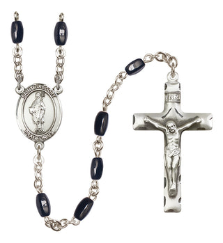 Silver Plated 8x5mm Black Saint Gregory the Great Rosary
