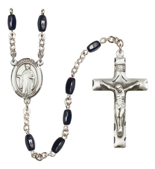 Silver-Plated 8x5mm Saint Justin  Engraved Catholic Rosaries
