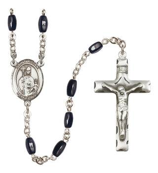Silver Plated 8x5mm Black Saint Kilian Rosary