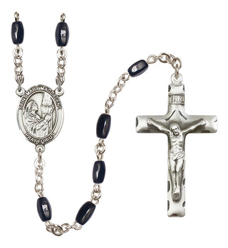 Silver Plated 8x5mm Black Saint Mary Magdalene Rosary