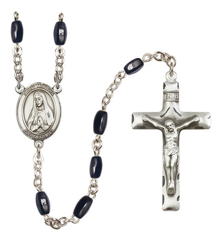 Silver Plated 8x5mm Black Saint Martha Rosary