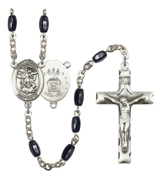 Saint Michael and Air Force Rosary with Black Onyx Beads