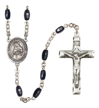 Silver Plated 8x5mm Black Virgen de la Divina Providencia Rosary