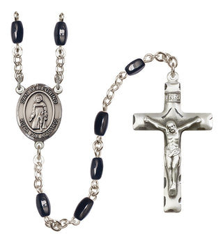 Silver Plated 8x5mm Black San Peregrino Rosary