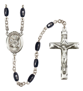 Silver Plated 8x5mm Black Saint Raymond Nonnatus Rosary