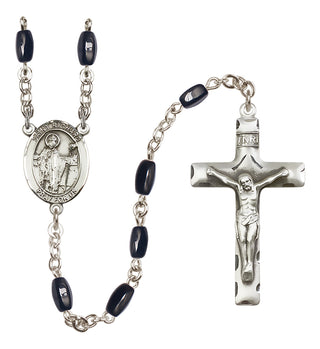 Silver Plated 8x5mm Black Saint Richard Rosary